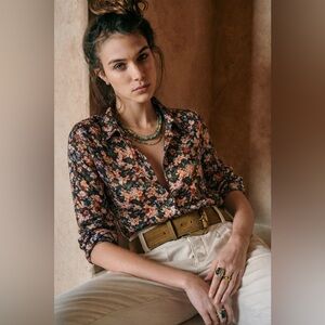 Vince Wild Primrose Slim Fitted Blouse silk blend button down shirt